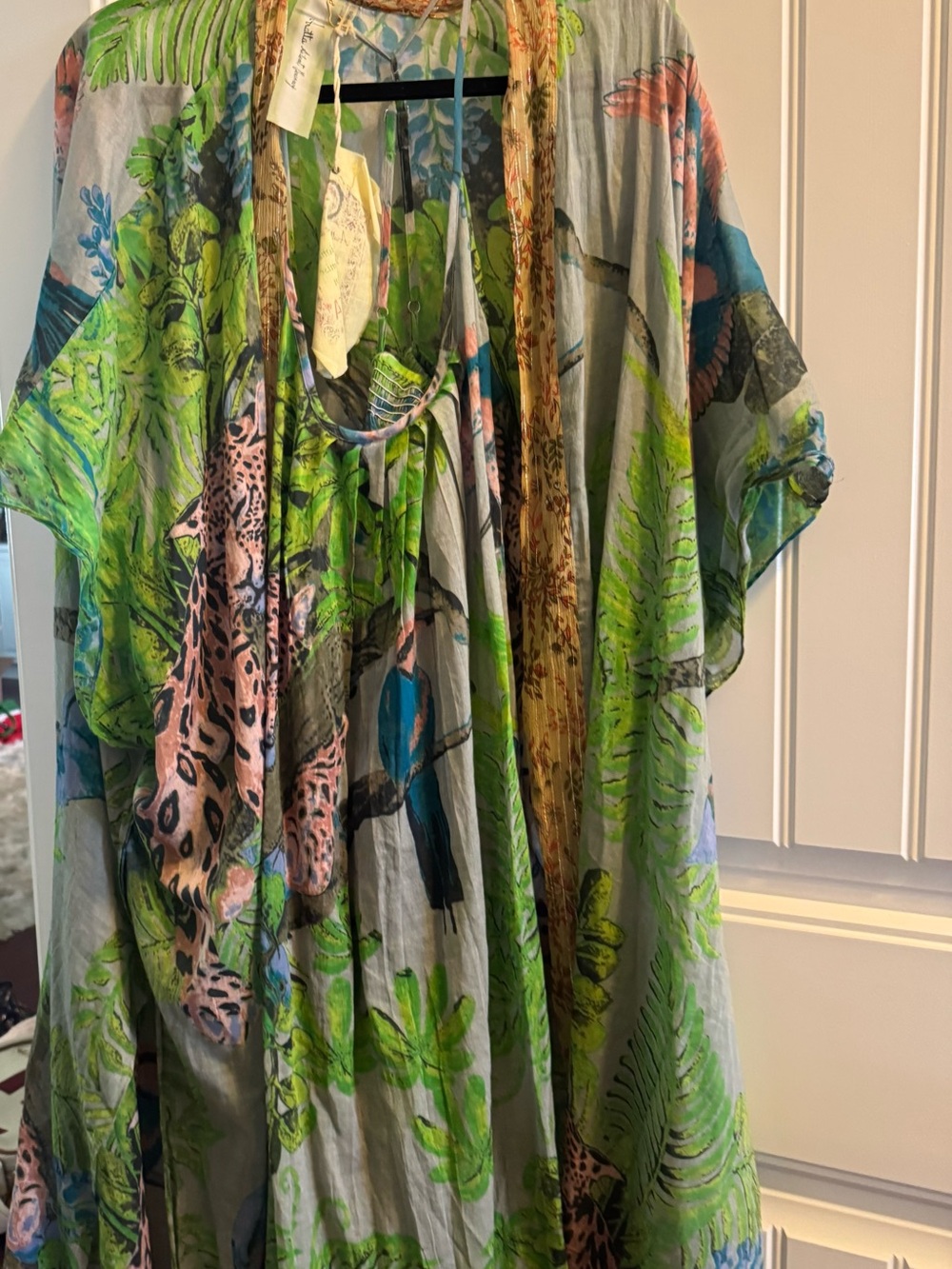Aratta Green Multi Tropical Animal Print duster and dress
